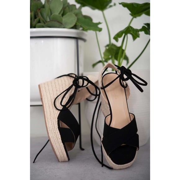 SODA Lace-Up Wedge Espadrille Sandals Size 9 & 10 - Picture 1 of 10